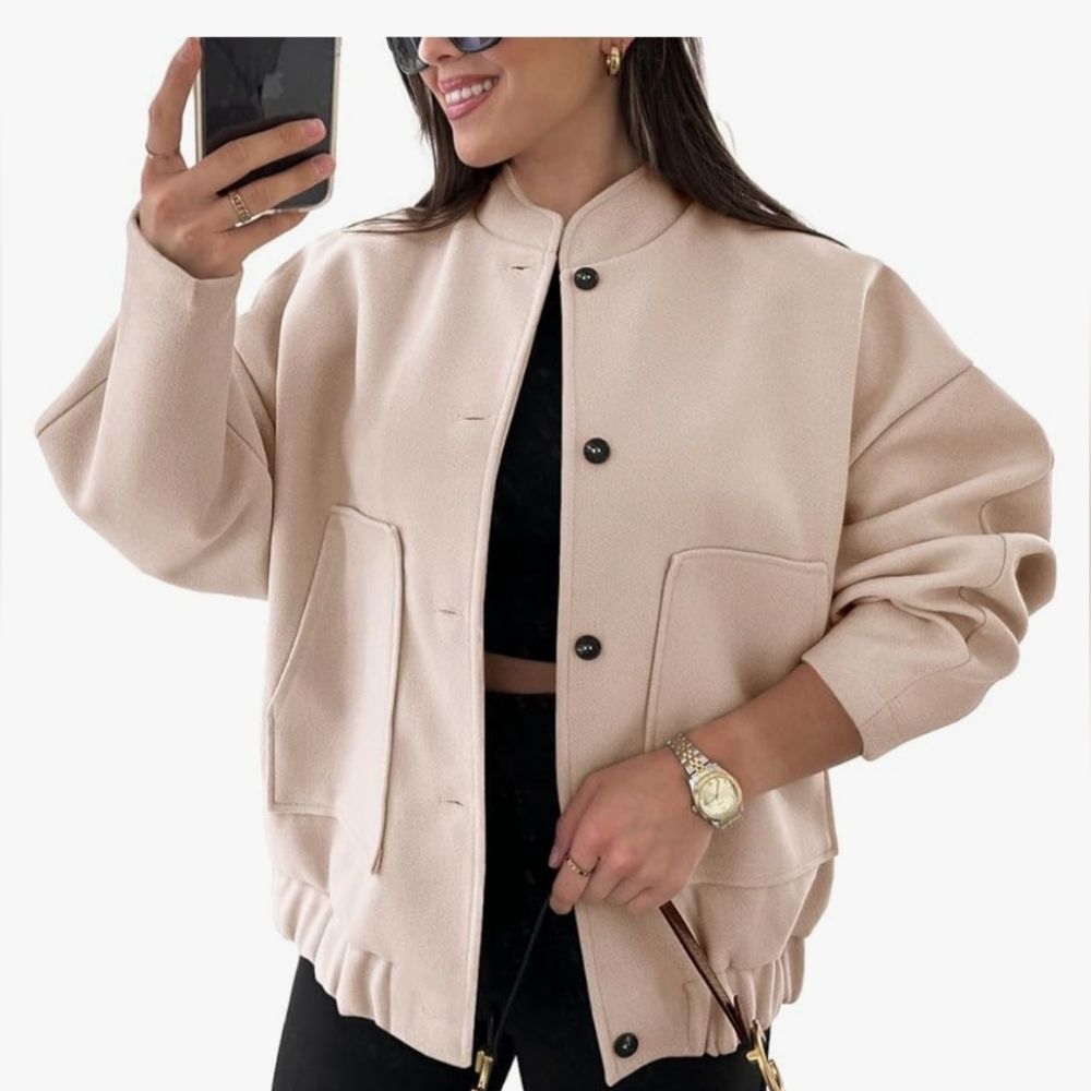 Elegant Beige Bomber Jacket for Women
